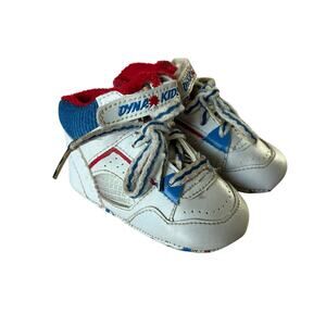Dyna Kids Vtg Baby Size 1 Red, White & Blue Soft Sole Crib Shoes Unisex Baseball